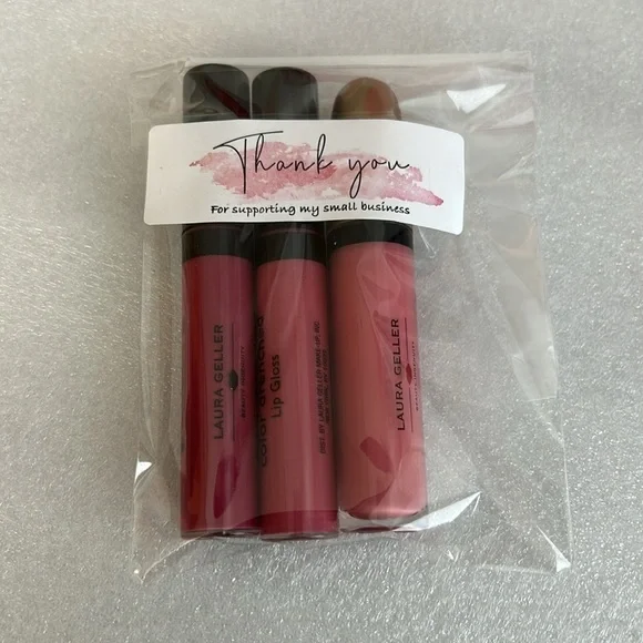LOT OF 3 Laura Geller Lip Gloss / Perked up / Pink Raspberry Roast / Sorbet - Picture 3 of 5
